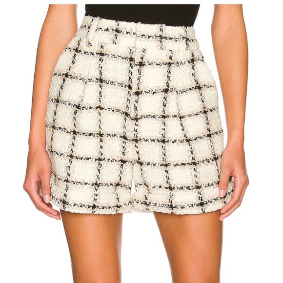 Anine Bing Becky Shorts Beige Plaid Size 2 DK32 - Picture 1 of 14